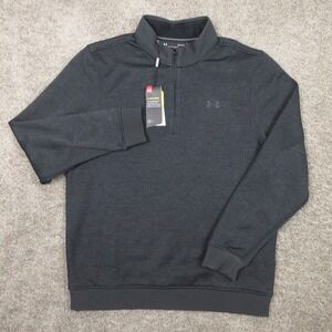 Under Armour Sweater Mens Large Black Storm Cold Gear Knit Quarter Zip Pullover